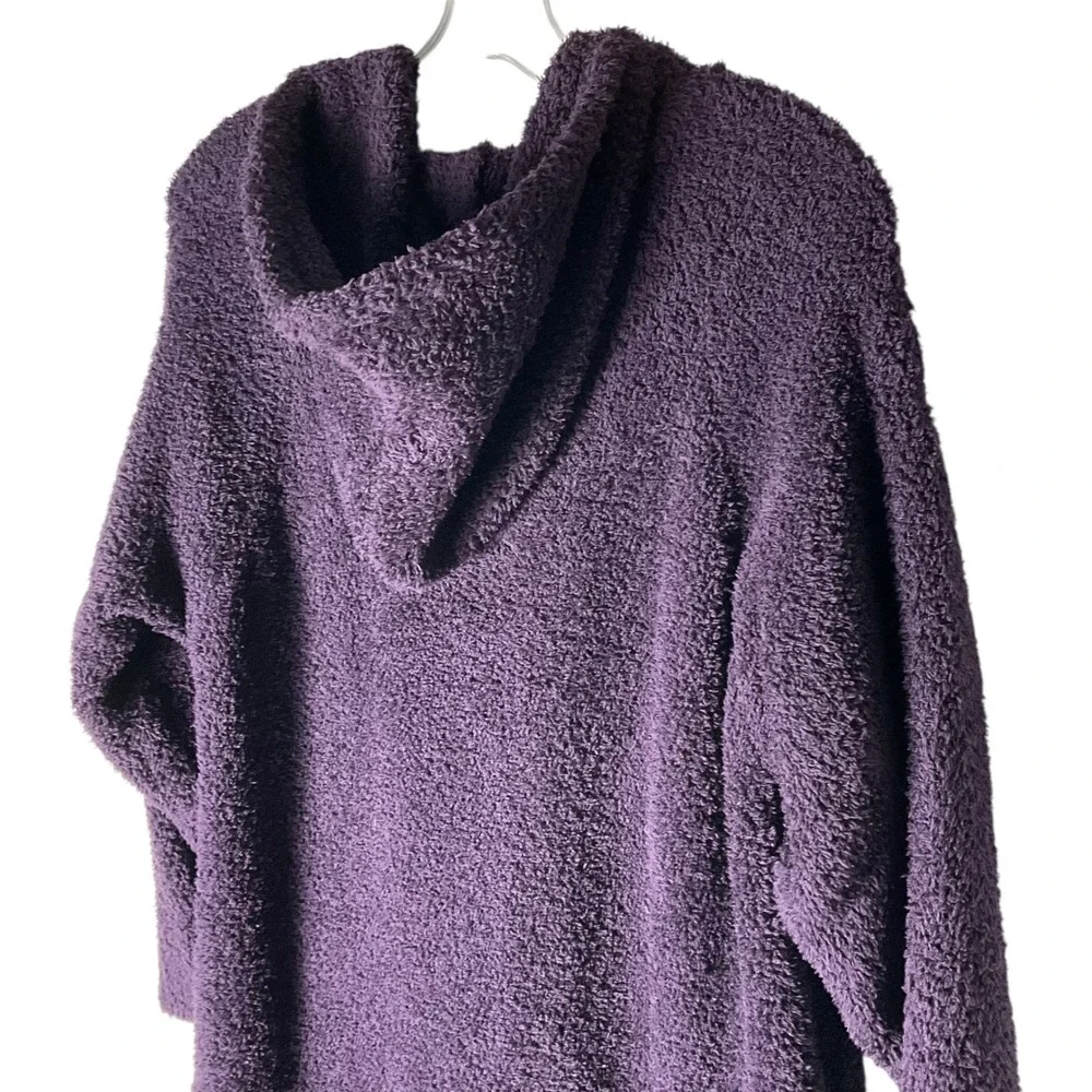 Barefoot Dreams CozyChic Hood 1/2-Zip Lounger Robe Long Purple Size 1 Small Cozy